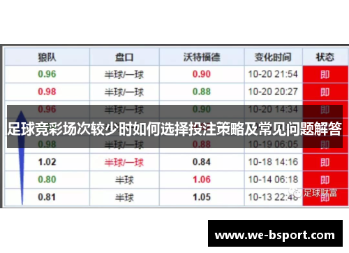 足球竞彩场次较少时如何选择投注策略及常见问题解答