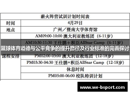 篮球体育道德与公平竞争的提升路径及行业标准的完善探讨